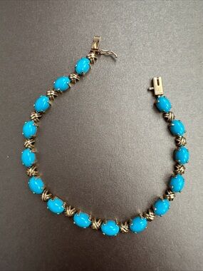 Solid 14k and turquoise bracelet